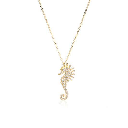 Colar Seahorse Deluxe - Prata 925 - Banho Ouro 18k