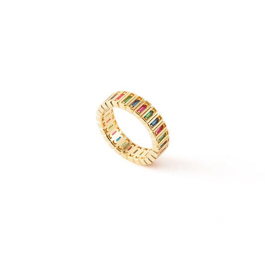 Anel Color Classy Rock - Prata 925 - Banho Ouro 18k